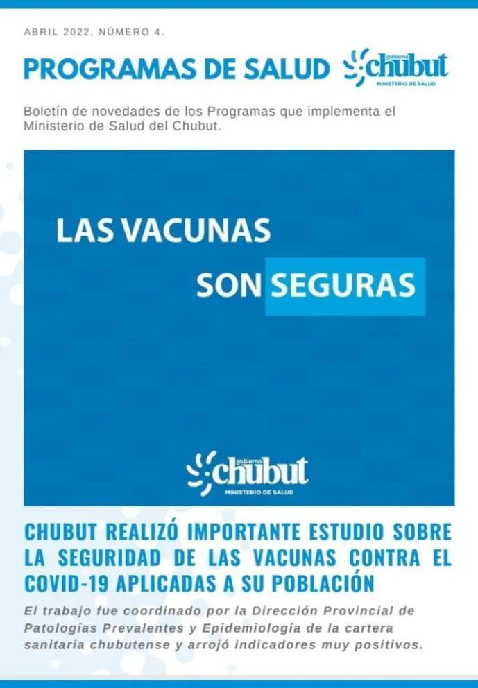 Salud publicó el 4° número del Boletín Digital dedicado a la gestión sanitaria de Chubut